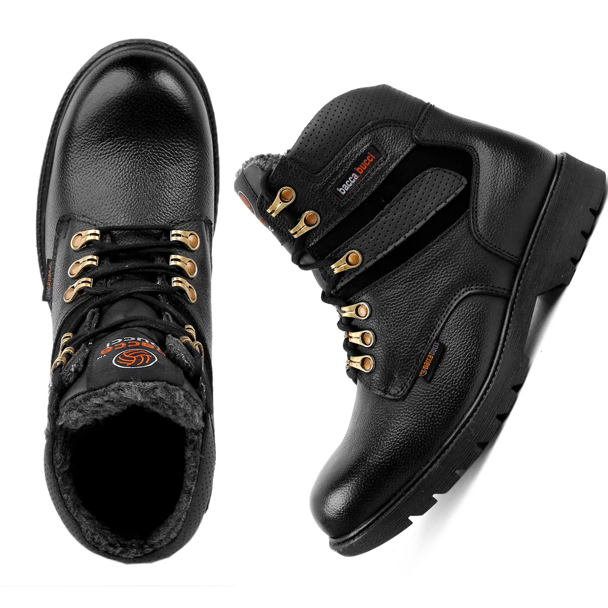 Bacca Bucci 6 Inches Steel Toe Cap Genuine Leather Boots with Fur - Image 17