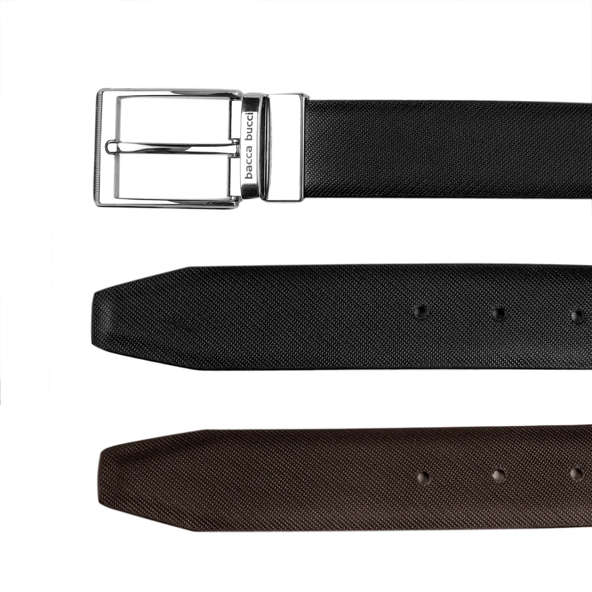 Bacca Bucci® Men's Automatic Reversible Classic Dress belt Italian Top Grain Genuine Leather with Auto rotating Buckle- Black & Brown - Image 6