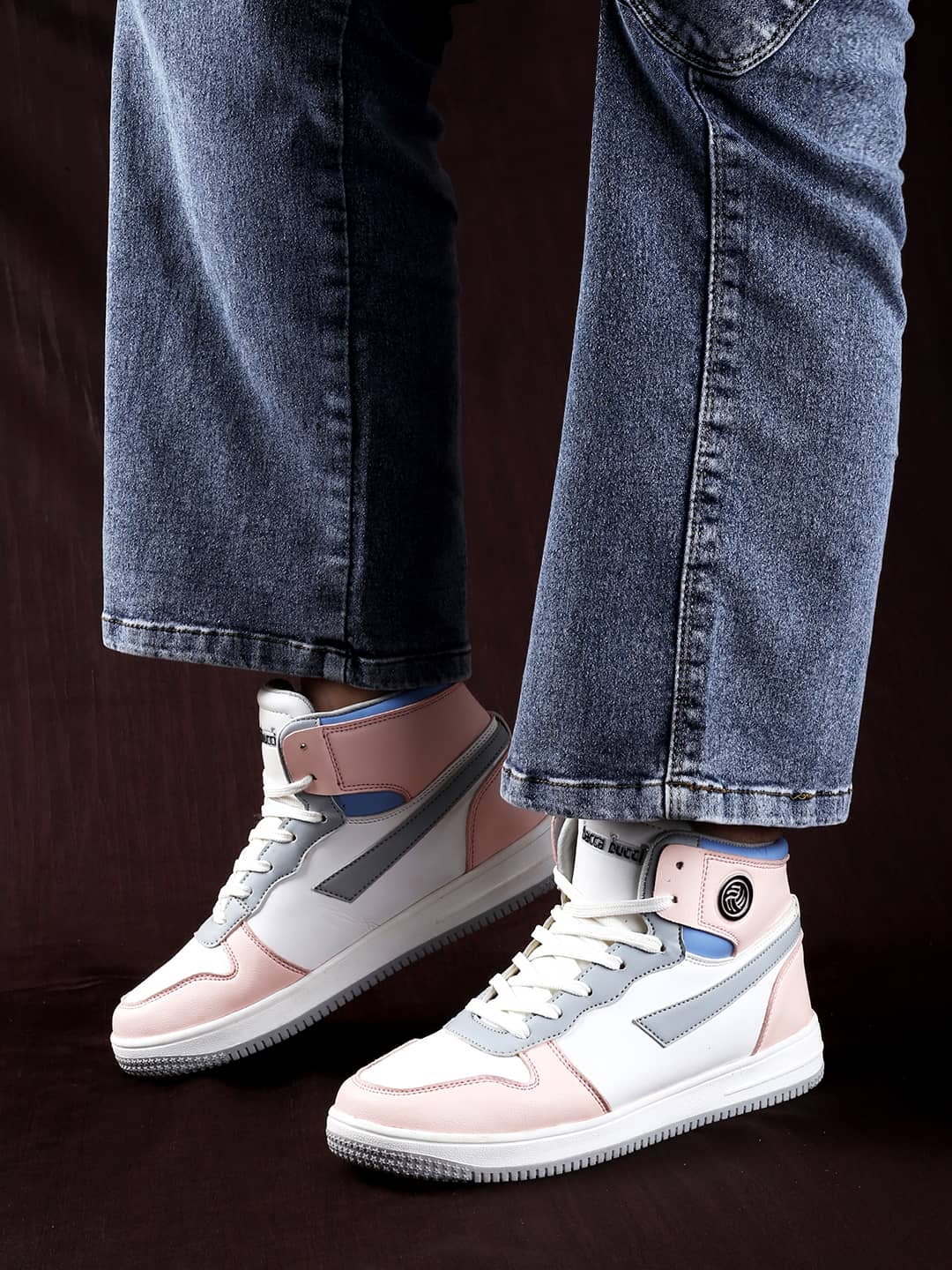 Bacca Bucci Femme High-Top Harmony Sneakers—Elegant Pastel Blue and Pink Women's Lace-Ups - Image 3
