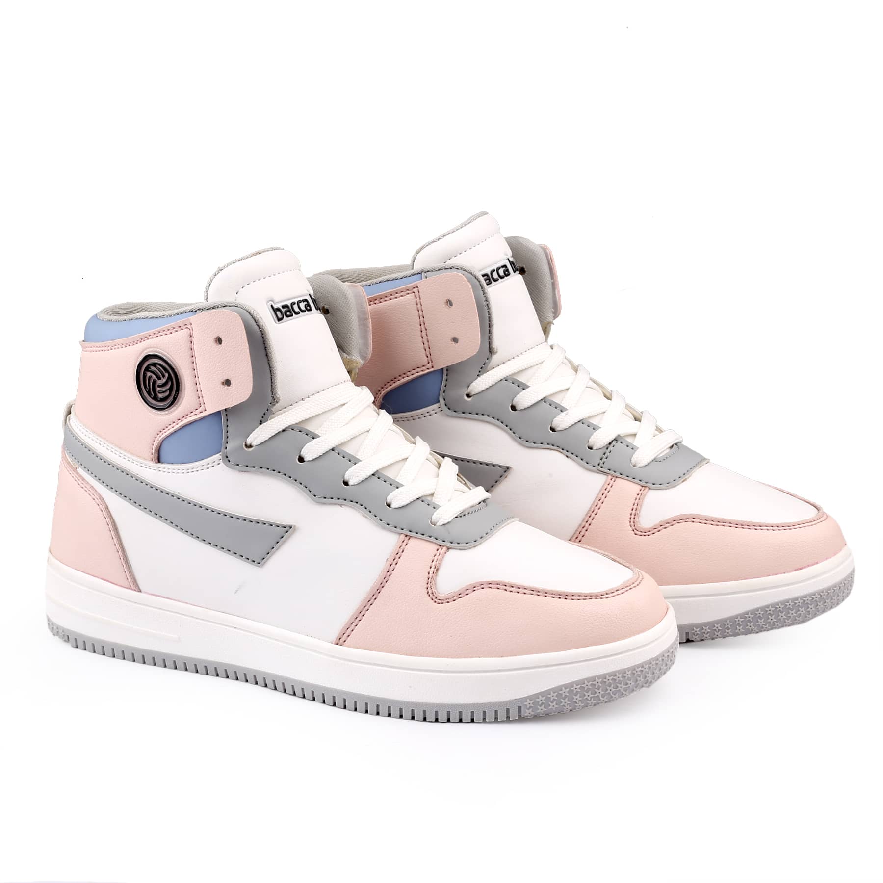 Bacca Bucci Femme High-Top Harmony Sneakers—Elegant Pastel Blue and Pink Women's Lace-Ups - Image 12