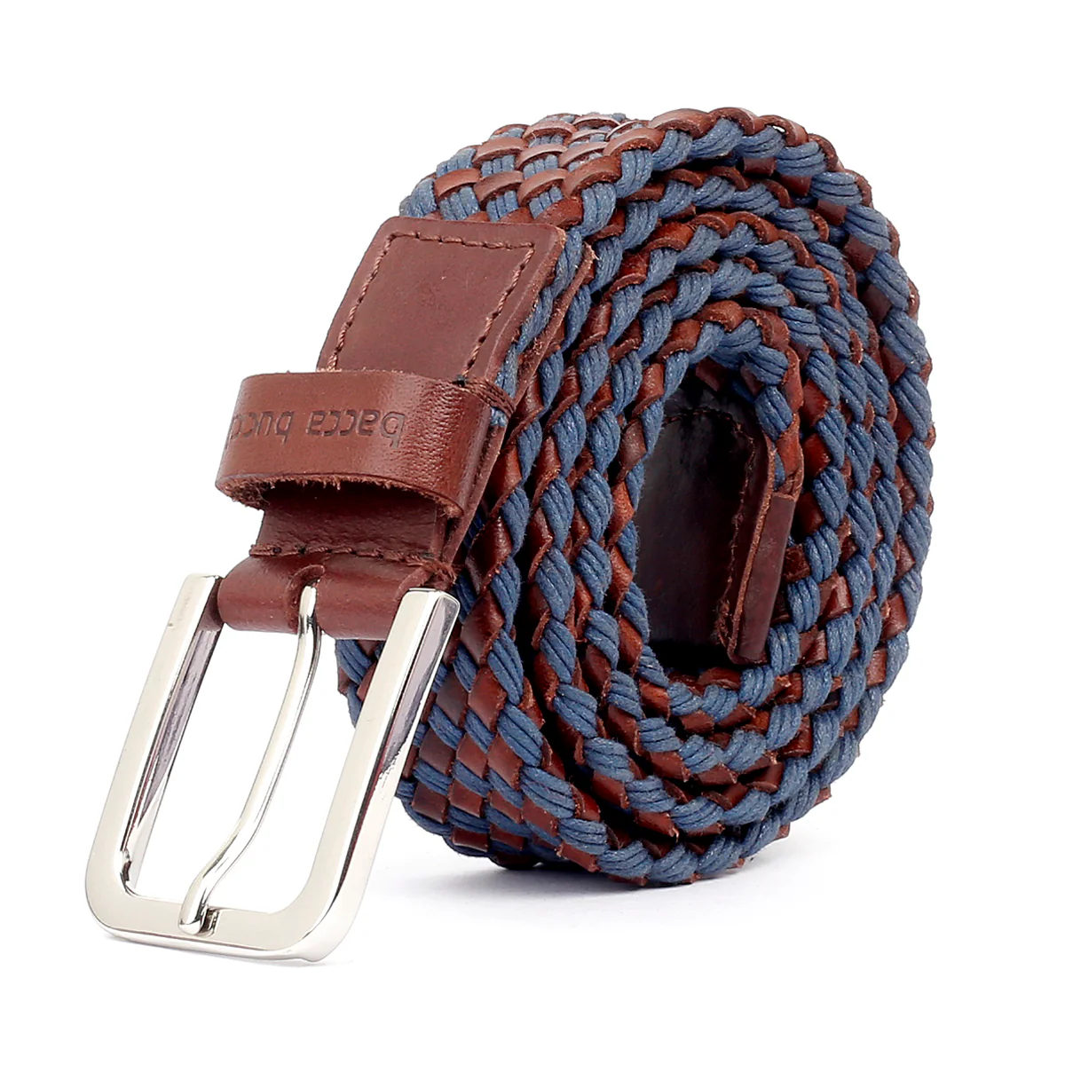 Bacca Bucci Italian Woven leather and Cotton Elastic braided belt for men with Alloy buckle - Image 2