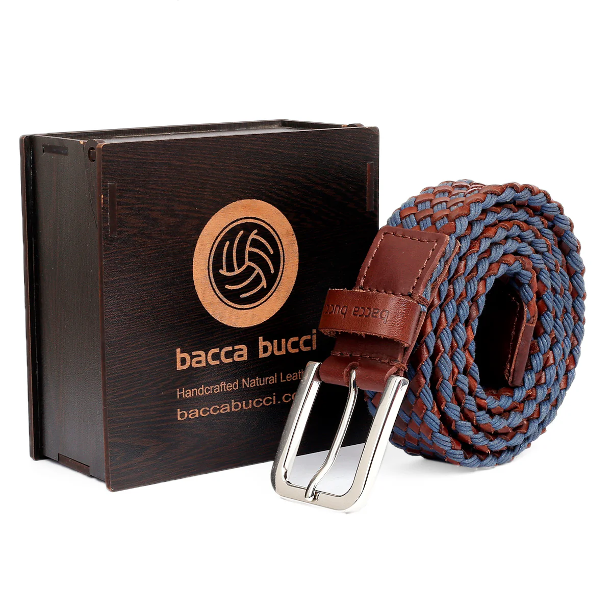 Bacca Bucci Italian Woven leather and Cotton Elastic braided belt for men with Alloy buckle - Image 4