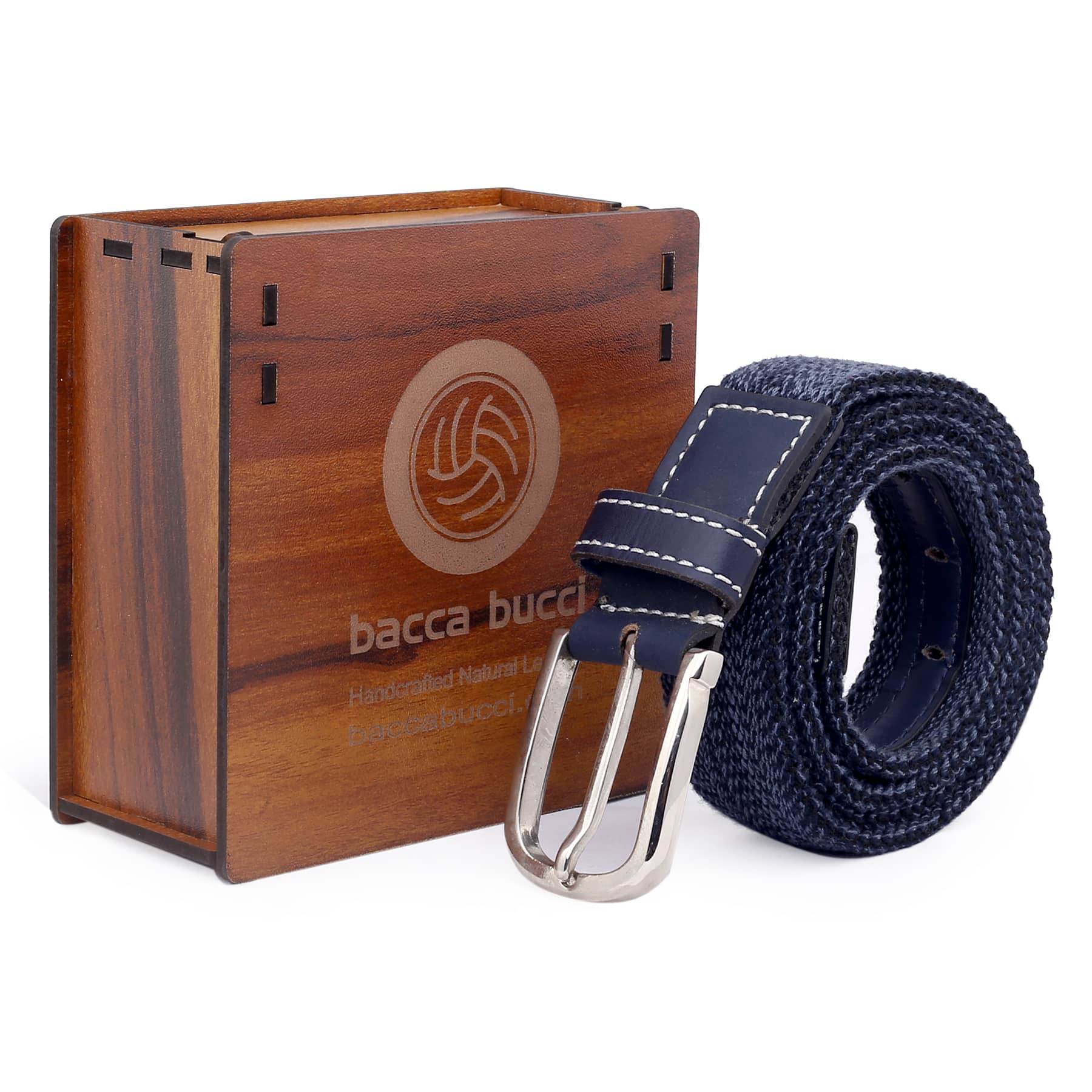 Bacca Bucci Men's Comfort Stretch Casual Fabric Belts-BLUE - Image 7