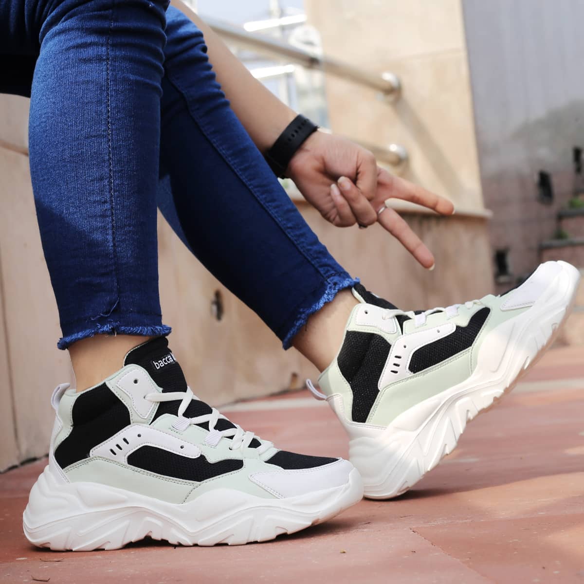 Bacca Bucci NYRA Mid-top Platform Fashion Sneakers For Women | StreetWear Chunky Sneakers - Image 9