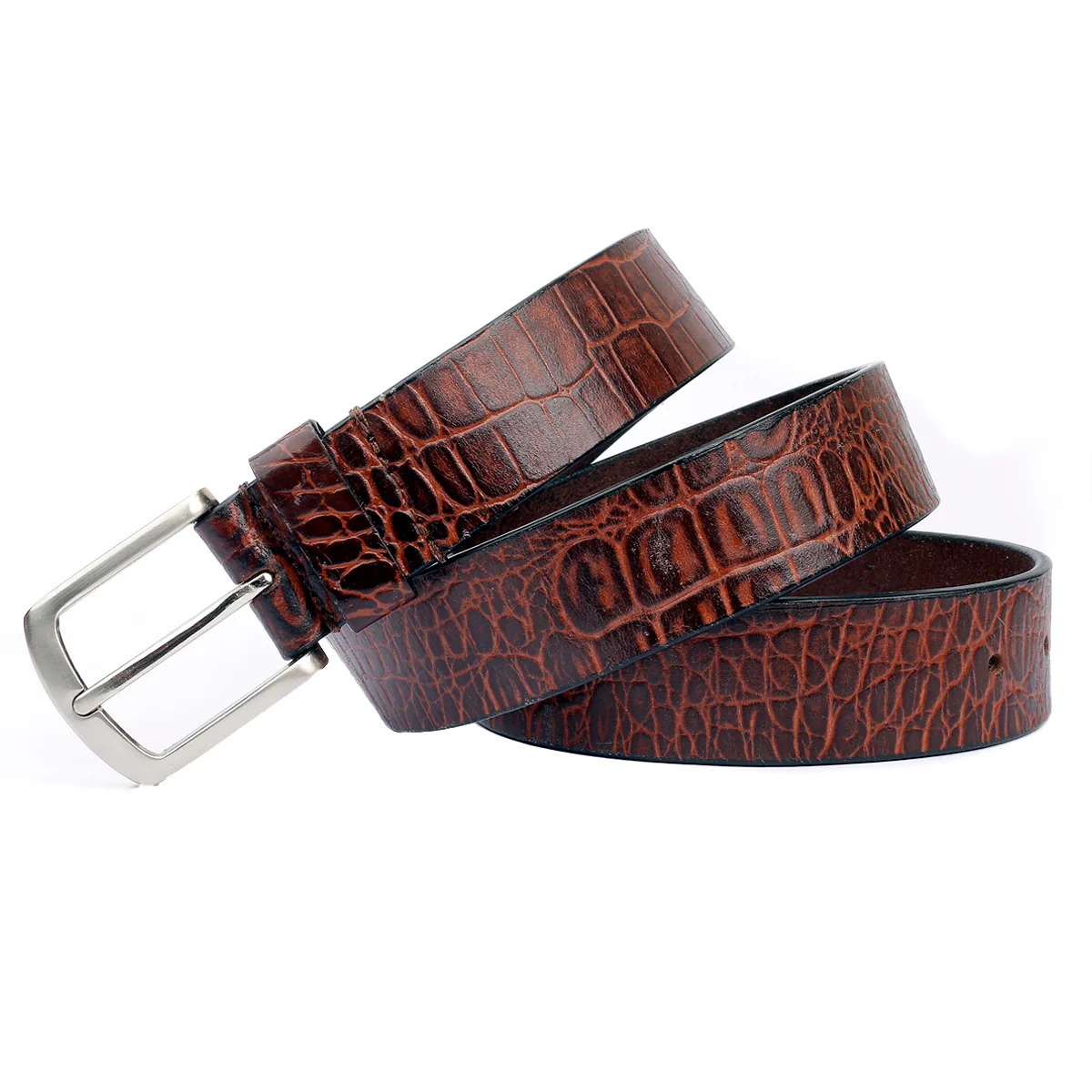 Bacca Bucci Smooth Grain Leather with Croco Embossed Belt for Men - Image 2