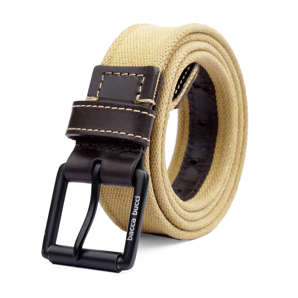 Bacca Bucci Water-Washed Canvas Belt with Genuine Leather Component - Image 2