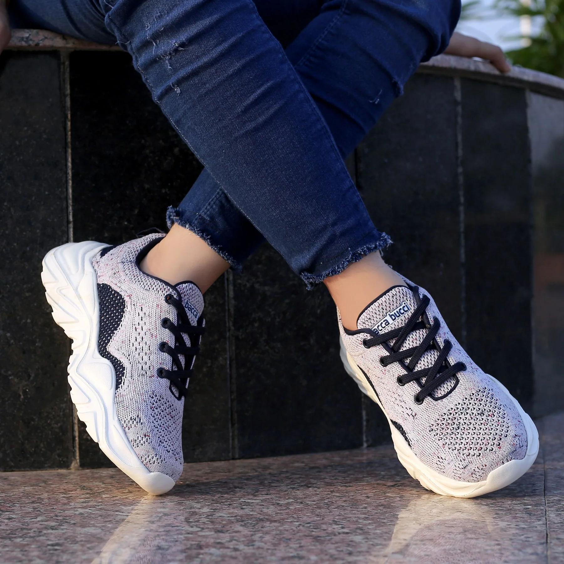 Bacca Bucci Women CHARLOTTE Low-top Platform Fashion Shoes | Street-Wear Knitted Chunky Sneakers - Image 10