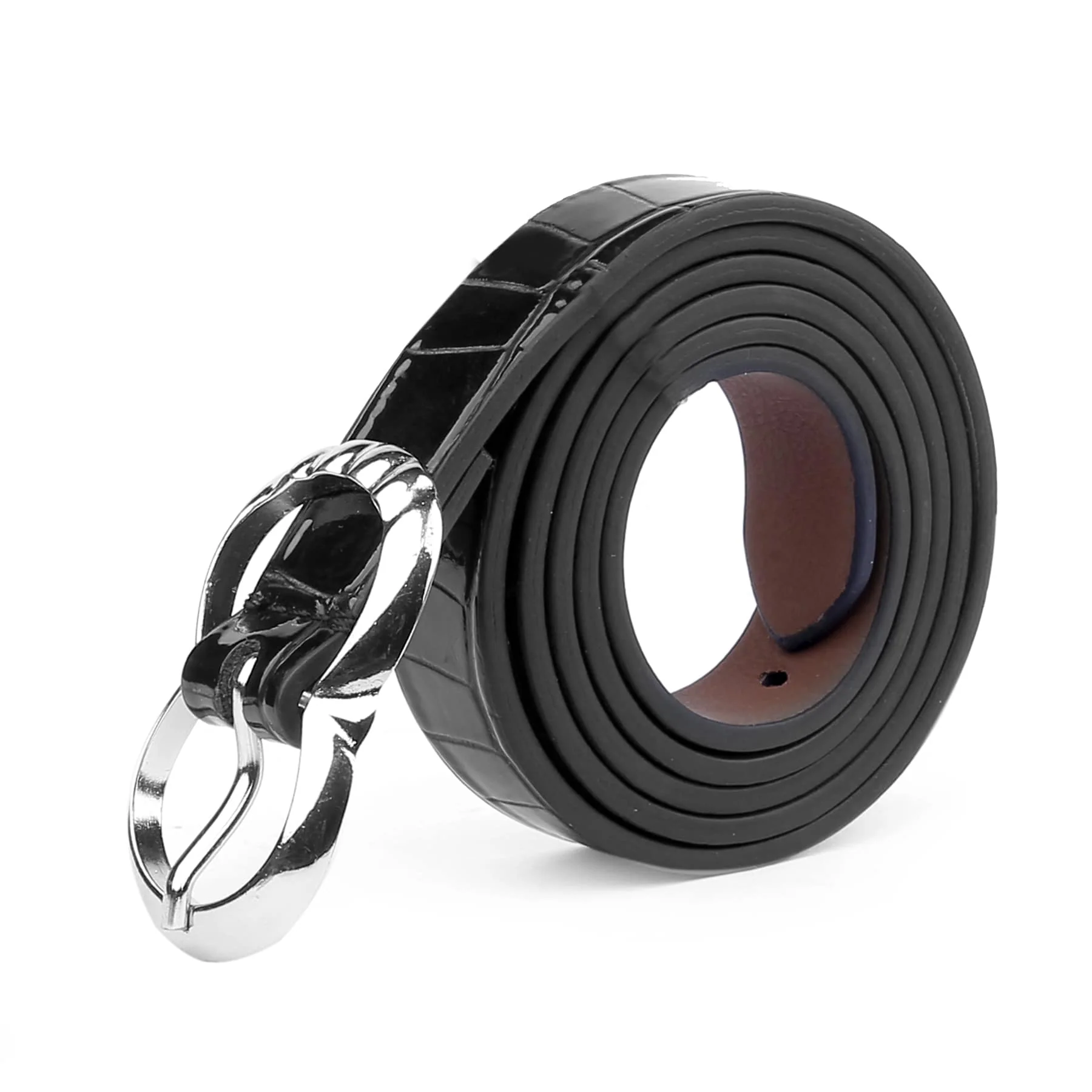 Bacca Bucci Women Leather Belts with Imported Nickle Free Buckle | Width : 20 MM | Croco Luster Belt - Image 2