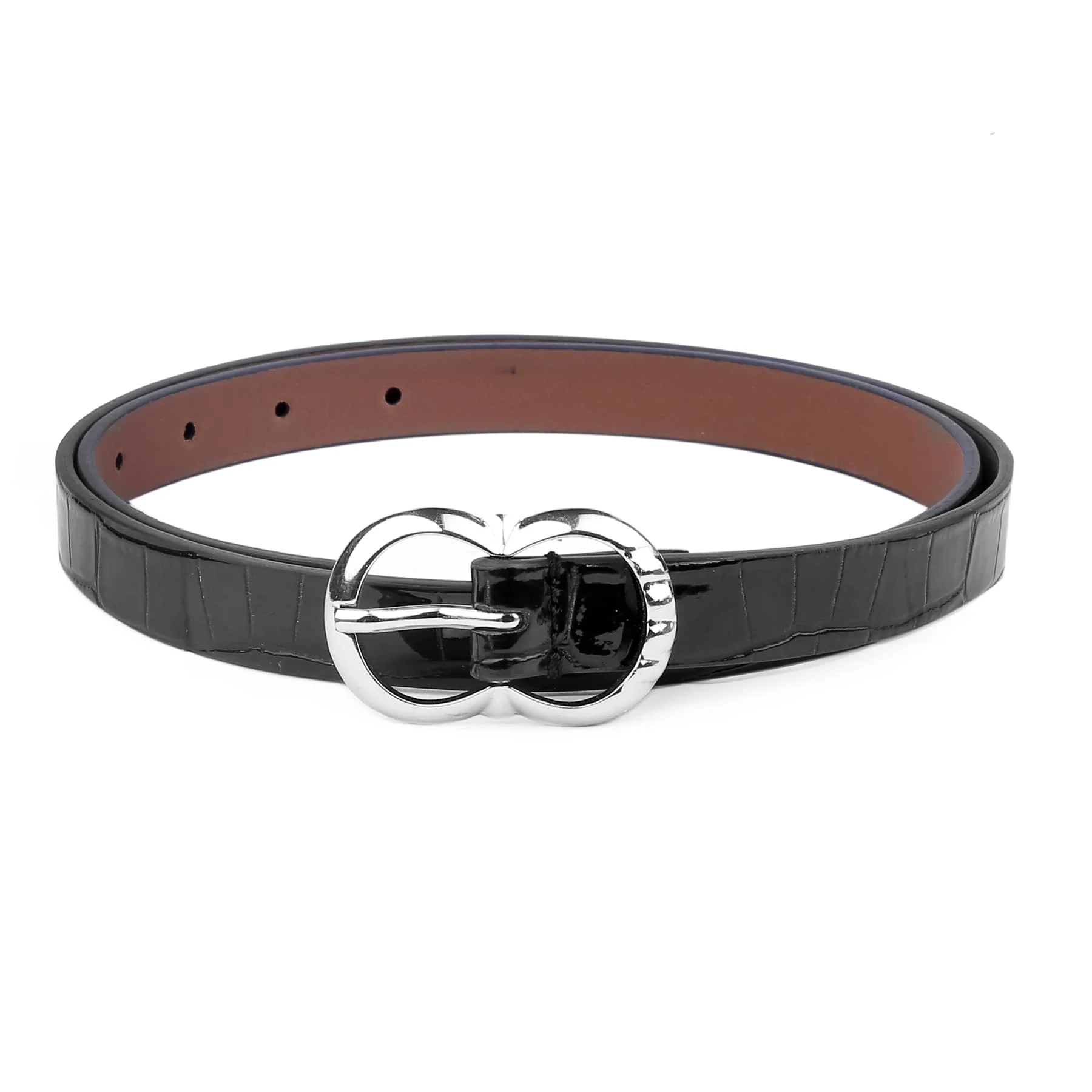 Bacca Bucci Women Leather Belts with Imported Nickle Free Buckle | Width : 20 MM | Croco Luster Belt - Image 5