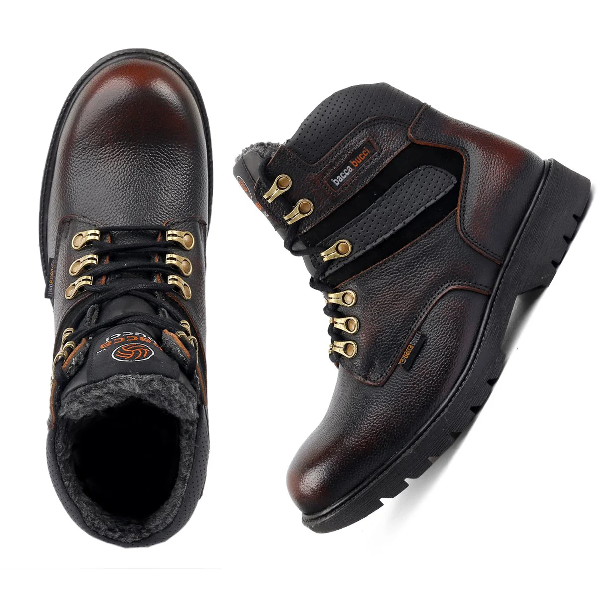 Bacca Bucci 6 Inches Steel Toe Cap Genuine Leather Boots with Fur - Image 17